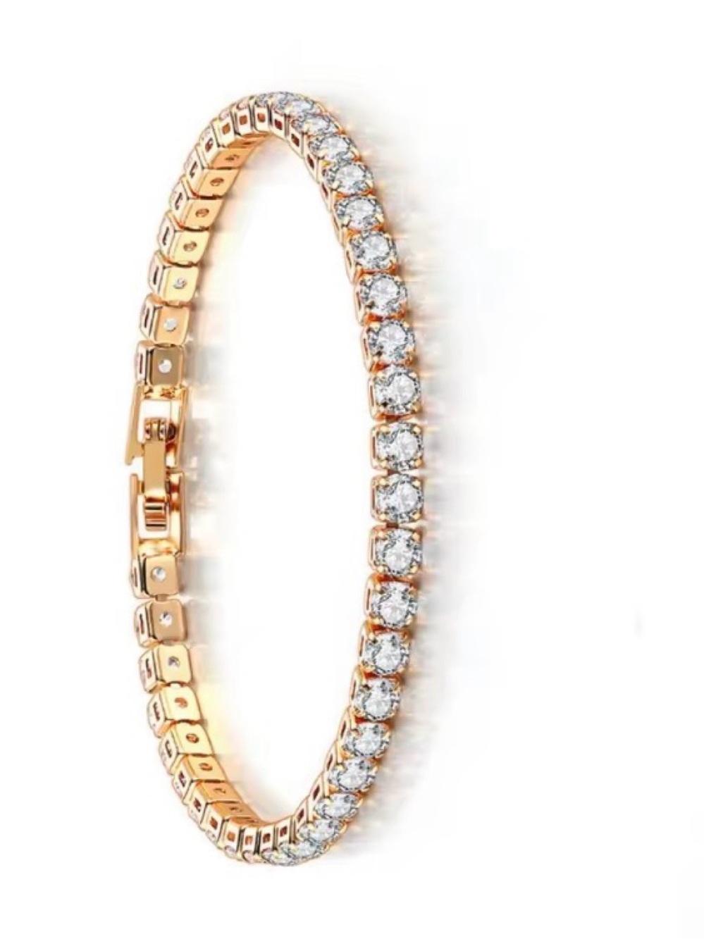 Cubic Zirconia 4mm - Gold - Link Tennis Bracelet